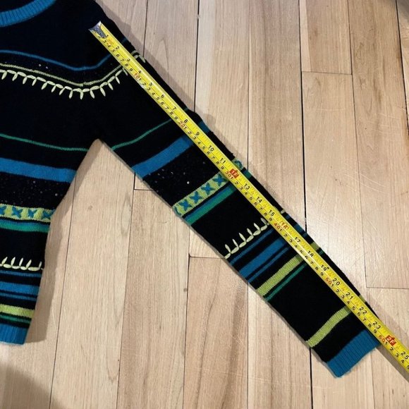 Vintage Votre Nom silk/cashmere blend embroidered striped cardigan - Picture 7 of 7